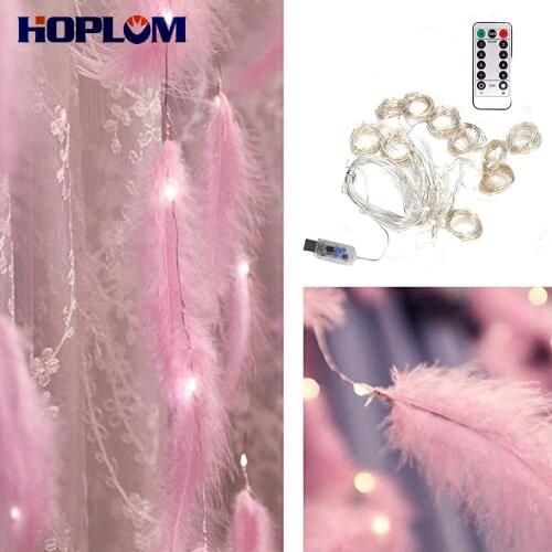 LED Feather String Lamp,3M 300 LEDs White/Colorful USB Remote Powered Lamp Strip for Garden Outdoor Party Festival Christmas
