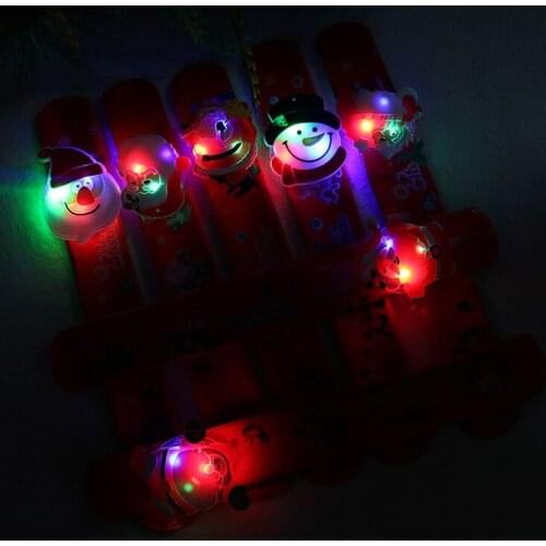 LED Christmas gift patter flashing birthday ring wrist bracelet night light pvc beat ring paper children wrist belt in stock