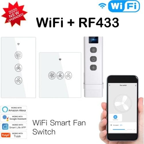 Smart home tuya ceiling fan switch smart fan controller with 433mhz RF remote control function compatible alexa google tuya app