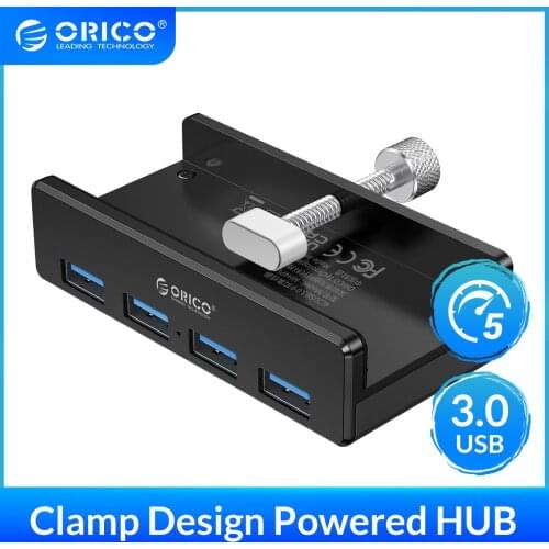 ORICO MH4PU Aluminum 4 Ports USB 3.0 Clip-type HUB For Desktop Laptop Clip Range 10-32mm With 100cm Date Cable gift package