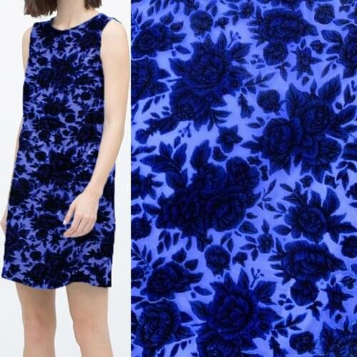 Party Dress Fabric Flocked DIY Burn out Silk Cheongsam Soft Flower Wedding Dress Shirt Material fabric