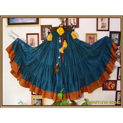 4Tiered 20Yards100%Cotton Tribal Belly Dance Skirt With Border EI12