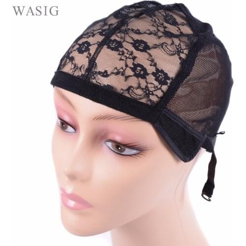 10 Pcs Black Wig Cap With Velvet Sides For Making Wigs With Adjustable Strap Glueless Wig Caps Weaving Cap Flower Lace Net Caps