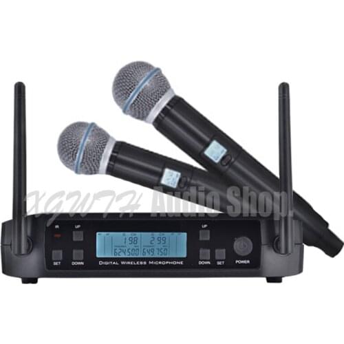 2 Channel UHF Double Karaoke Handheld Headset Lavalier Bodypack Wireless Microphone Frequency Adjustable Professional System