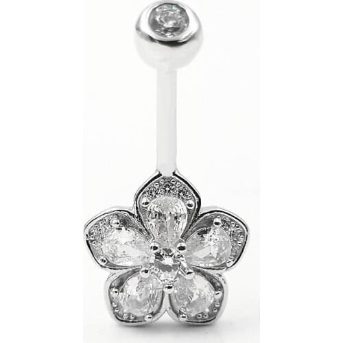 925 sterling silver Belly Piercing Button Rings Bar Barbell Cubic Zircon Navel Rings Nombril Ombligo Ring Body Jewelry