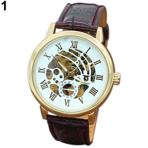 3 Color Mens Fashion Roman Numerals Mechanical Skeleton Hollow Dial Wrist Watch Gift New erkek kol saati мужские часы Mas-culin