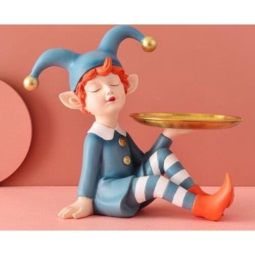 European Elf Character Storage Tray Resin Sculpture Home Livingroom Desktop Decoration Ornaments Hotel Club KTV Figurines Crafts