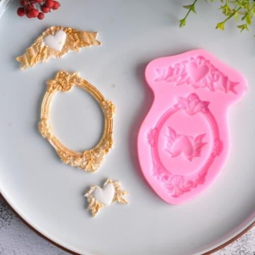 Photo Frame Emboss Heart Mold Fondant Cakes Decor Tools Silicone Molds Sugarcraft Chocolate Baking Tools For Cakes Gumpaste Form