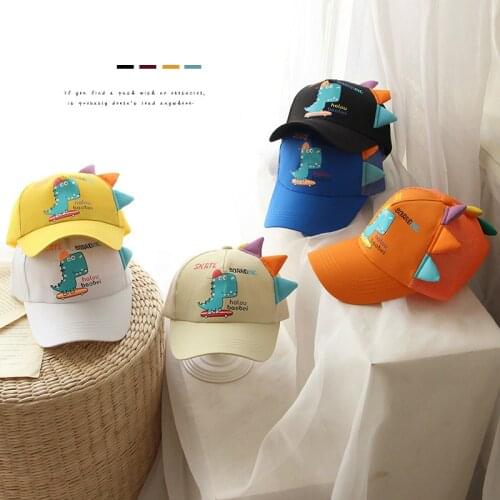 FOCUSNORM 2-6Y Summer Causal Kids Boys Girls Hats Cartoon Dinosaur Printed Adjustable Outdoor Caps 6 Colors