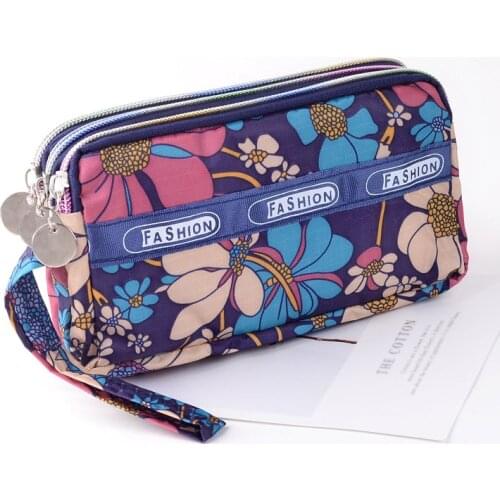 Coin Purse Women Wallet Canvas Fabric Zipper Lady Purses Moneybags Floral Dot Clutch Wristlet Bags Girl Billfold Wallets