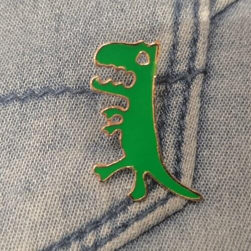 Cartoon Ferocious Animal Green Dinosaur Brooch Metal Pin Size About 1.1*0.8 Inch Weight “2.4g