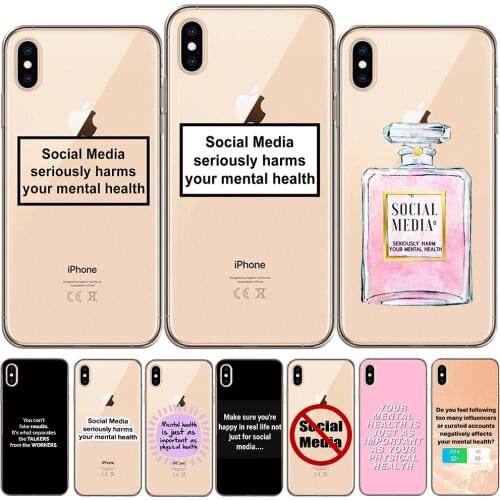 Social Media Seriously Harms Your Mental Health Soft TPU Phone Case Cover For iPhone 11 Pro XS Max X XR 5 5S SE 6 6S 8 7 Plus
