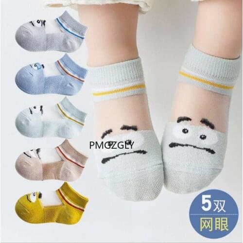 5Pair/Lot Kids Socks Set Boy Girl Cartoon Cute Design Mesh Breathable Sweat-absorbent Elastic Short Sox Baby Socks set cheap