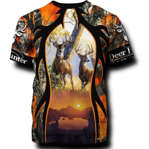 2021New Hunter 3D Print T-Shirt Mens womens kids boys Outdoor Sports Hunting Deer Hunting Short Sleeve Oversize Drop ship