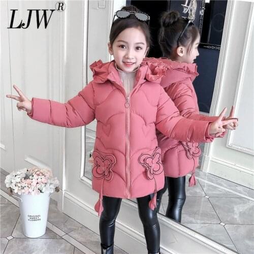 2021 girls' new Korean and foreign style coat childrens down cotton padded jacket girls' medium and long baby cotton padded jac