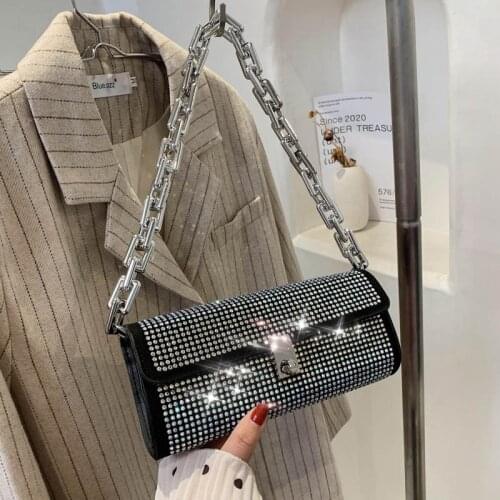 Wriufred New trendy underarm bag fashion dinner handbag chain shoulder bag women diamond crossbody luxury brand party bags