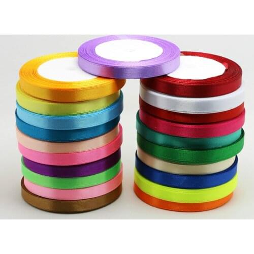New Fashion 10mm 25 Yard Single Face Silk Satin Ribbon Cheap Decorative Gift Wrap Wedding Christmas Crafts White Pink Red Ribbon