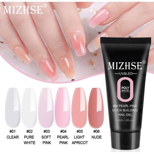 MIZHSE Poly Nail Gel Acrylic Gel Pink White Clear Crystal UV LED Quick Extension Gel Acrylic Builder Jelly UV Poly Nails Gel
