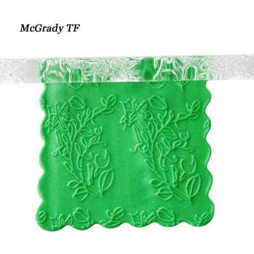 Transparent Flowers Acrylic Rolling Pin Fondant Cake Impression Rolling Pin Pastry Roller Embossing Baking Tool Cake Tools