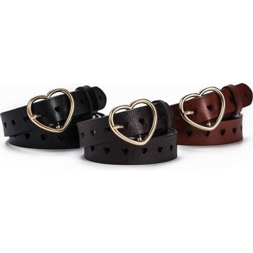 New Sweetheart Buckle with Adjustable Ladies Luxury Brand Cute Heart-shaped Thin Belt High Quality Punk Fashion Belts Jeans