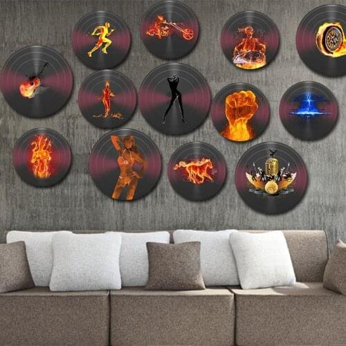 Retro imitation vinyl record Decoration creative pendant bar industrial style home living room photo wall decoration