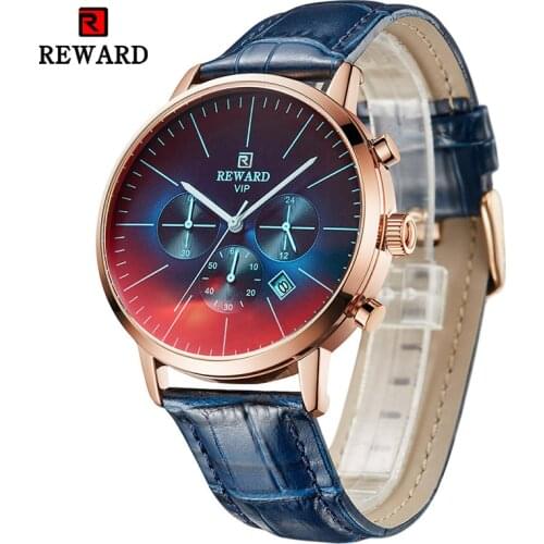 Reward Mens Watch 2020 Modern Chronograph Sport 24 Hour Watch Iridescent Crystal Color Bright Glass Waterproof Wrist Watches