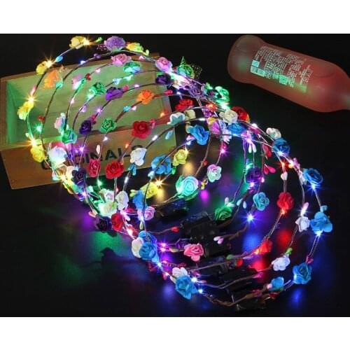 Christmas party gift Ten lights luminous wreath hairband headdress bridal wreath childrens Princess travel flash wreath