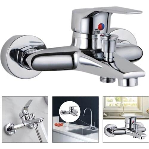 Bathtub Hot and Cold Mixing Water Faucet Sink Spray Double Shower Head Deck Mounted Basin Mixer Taps Home Improvement