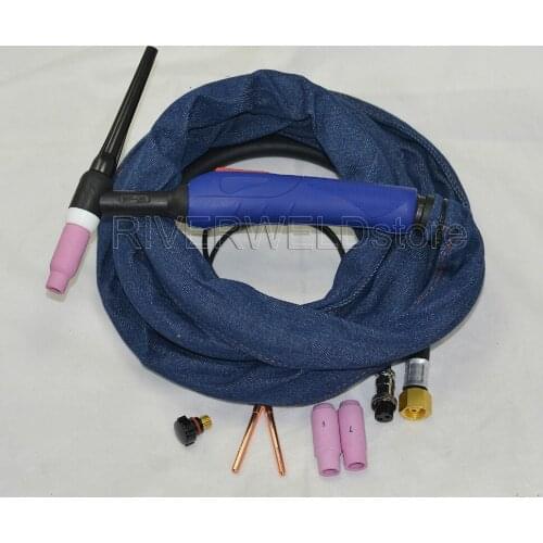 WP26-12E 12-Foot 200Amp Air Cooled TIG Welding Torch Complete 4-Meter 2 pins Connection Euro Style Torch Head Body