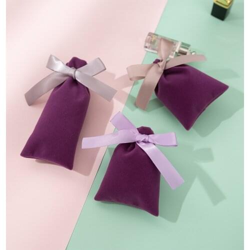 Thick Velvet Jewelry Packaging Bags Custom Small Pouches with Ribbon Chic Wedding Favor Pouch Sachet Cosmetic Gift Pouches