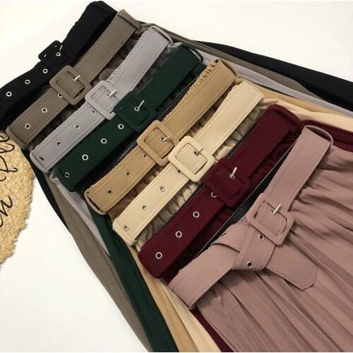 Spring and Summer High Waist Pleated Skirt Multicolor Commuter A-type Elegant Midi Skirt