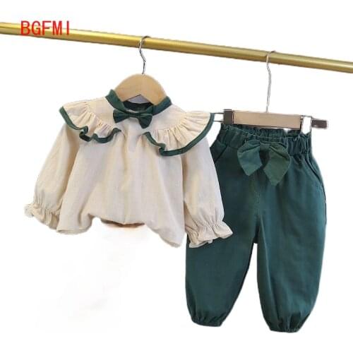 Spring Autumn Summer Clothes Kid Girls' Cotton Suits Childrens Baby Girls long / short-sleeved shirt + casual pants 2-pce Set