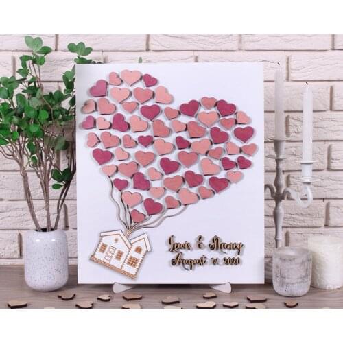 UP House Movie Inspired Custom Wedding Guest Book,Alternative 3D Wedding Guestbook,Wood Wedding Sign In Book Flying House