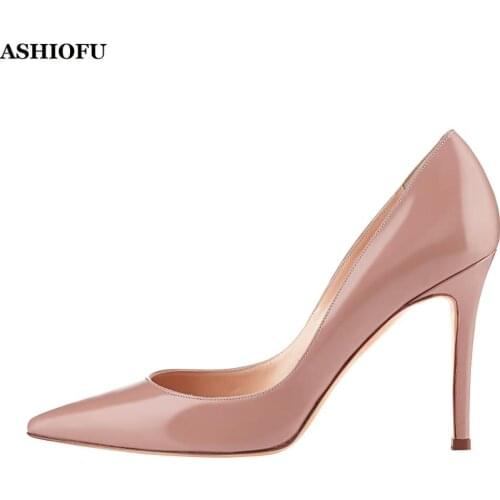 ASHIOFU Handmade 10cm High Heel Ladies Pumps New Cecoltissima Office Dress Shoes Evening Club Fashion Stiletto Court Shoes KL029