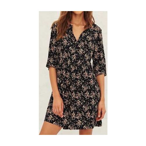 Women Dress 2021 Spring and Summer Women Retro New V-neck Two-color Floral Dress