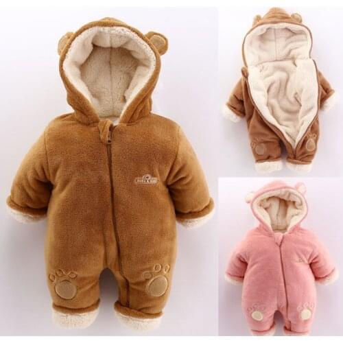 Babys winter clothes boys and girls babys one-piece clothes with thickened warmth and plush for newborns