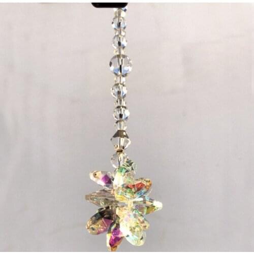 1PCS Sparkling Crystal Starburst Suncatcher Rear View Mirror Car Charm Hanging Ornament