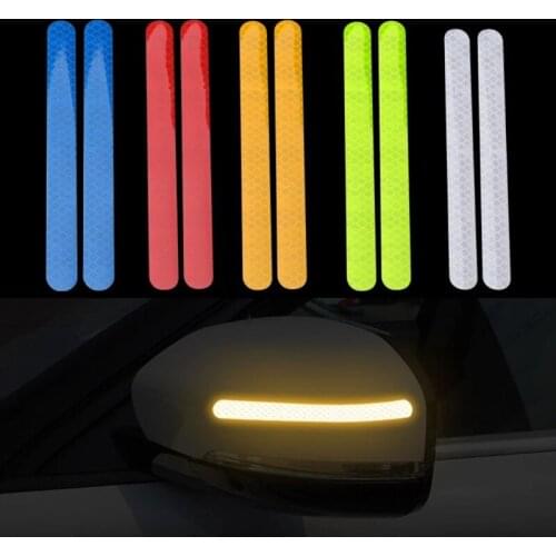 2Pcs/Set Car Reflector Stickers Multi-Colored Automobiles Rearview Mirror Reflective Strip for Auto Exterior Protect Accessories