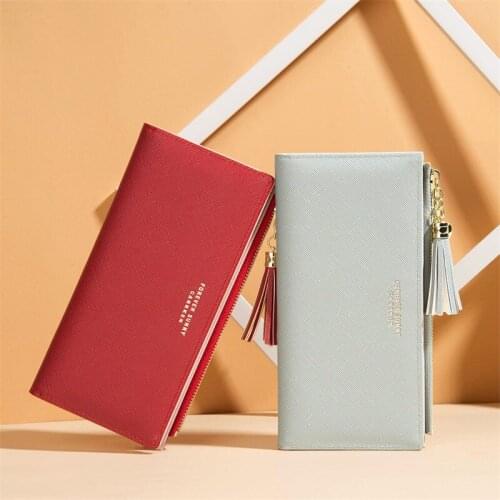 2021 Long Wallets for Ladies Wallet Tassel Zipper Pocket Card Holder Lady Purse Phone Wallet PU Leather Bag