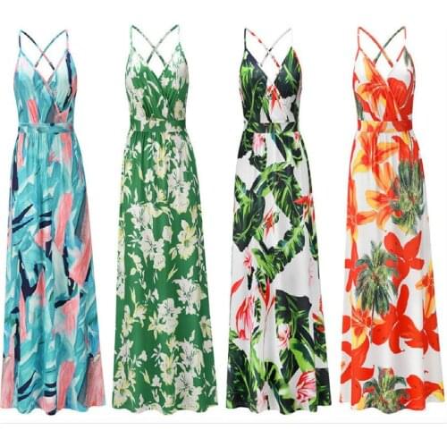 2021 Summer Clothing Womens Dress Robe Sexy Femme New Sexy Floral Sling Beach Long Skirt House Of Sunny Dress Floral Dress