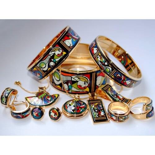 Cloisonne enamel jewelry European and American style Bracelet ，ring ，earrings， necklace and pendant 5-piece set
