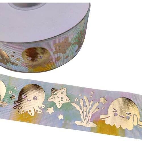 50mm 100 Yards Roll octopus Foil Hologram Ribbon for Accessories Accept Customized Design