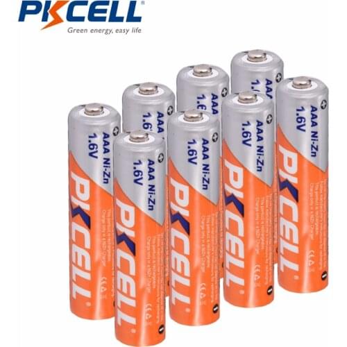 8Pcs/PKCELL Ni-Zn 900mWh 1.6V AAA Battery Rechargeable Battery 3A Bateria Baterias