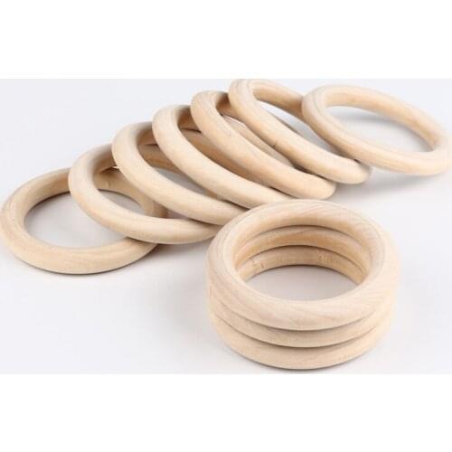 Free shipping 100 pcs 70mm DIY Natural beech Ring Teething Ring round beech Wood rings super quality teether 2.75 inch