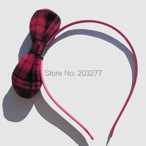 Free Shipping!New 10pcs/lot plaid printed flannel fabric hair band hair accessory suit for girl