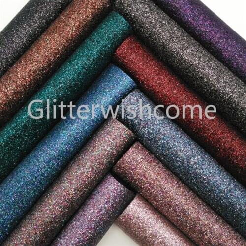Glitterwishcome 21X29CM A4 Size Fine Glitter Fabric, Glitter Leather with Soft Stretch Backing Vinyl for Bows, GM527A