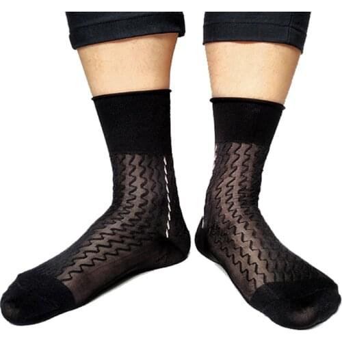 Brand Classic Nylon Silk Socks for Mens Soft Sheer Thin Formal Dress Suit Business Socks Sexy
