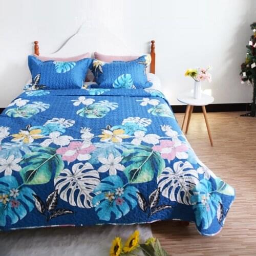 Floral Printed Quilted Bedspread Plaid Patchwork Coverlet American Style Summer Quilt for Adults Blanket Bed Cover Pillowcases