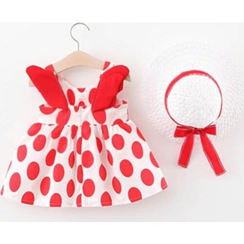 Baby Girl Dresses Princess clothing Cute 2pcs set Party Cotton Flower Children Bow Hat Sleeveless Sweet 1-3Y