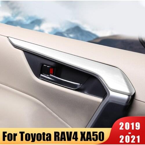 ABS Plastic Car Interior Inner Door Panel Armrest Cover Trim Decor 4Pcs/Set Fit For Toyota RAV4 XA50 2019 2020 2021 Accessories